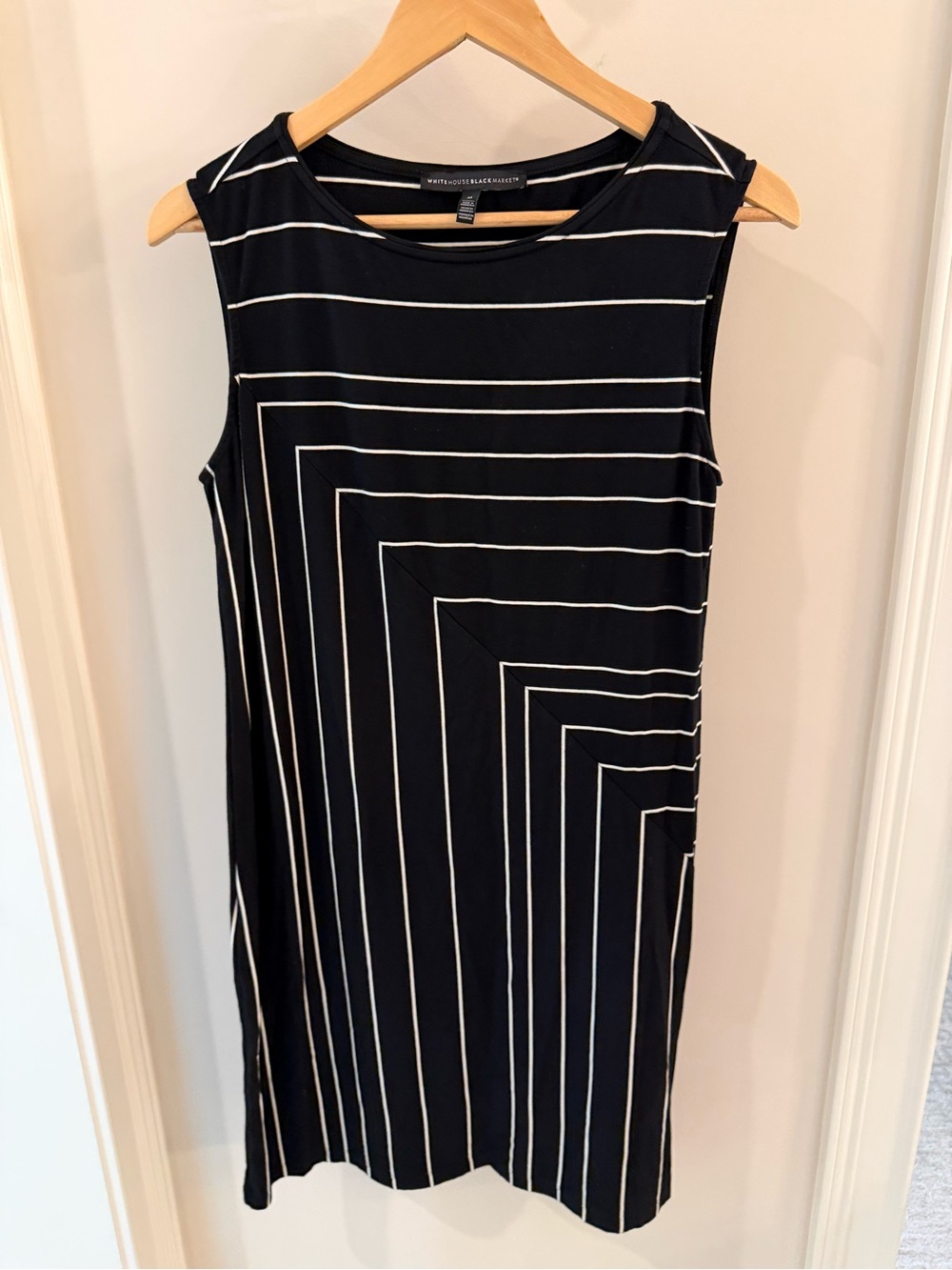 White House Black Market Black & White Geometric Midi Shift Dress